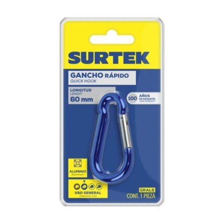 Gancho rápido tipo ojo 8 x 80 mm Surtek