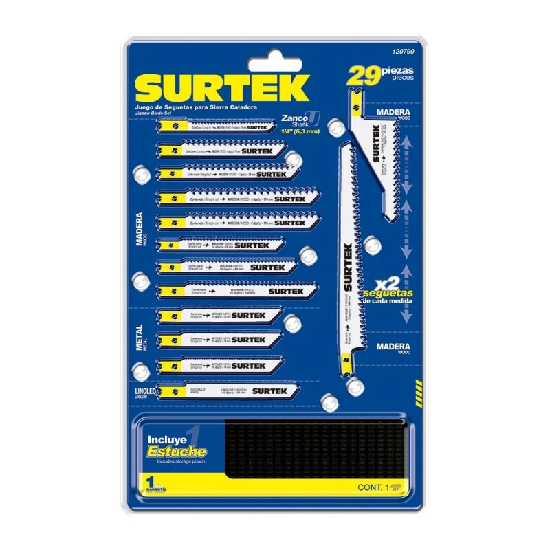 Surtek 120790 Juego de seguetas para sierra caladora 29 piezas Surtek