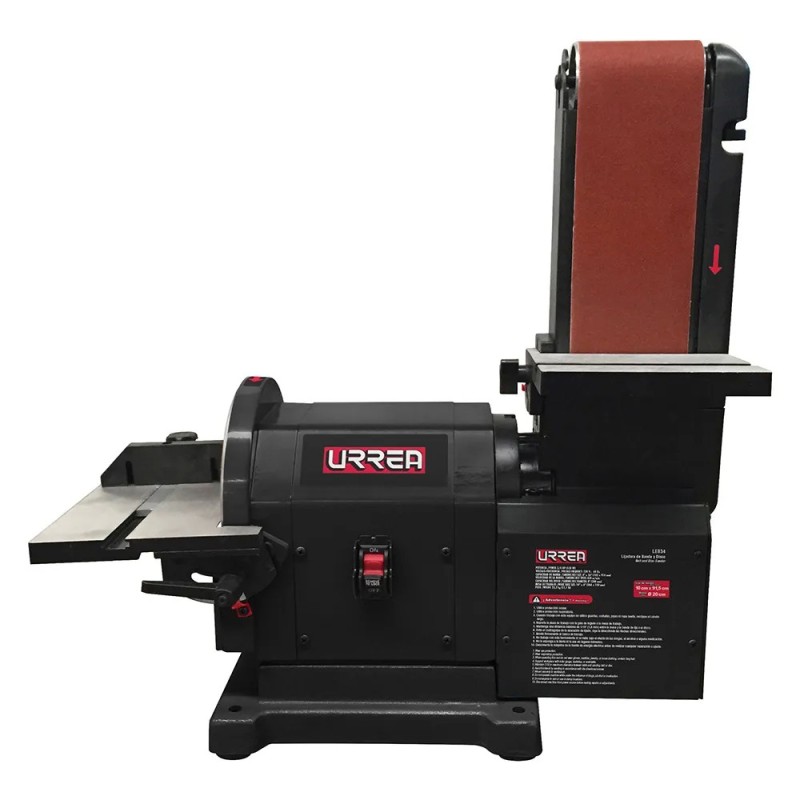 Urrea LE834 Lijadora de banda 4" x 36" y disco estacionaria 8" 3/4 HP 120 V Urrea