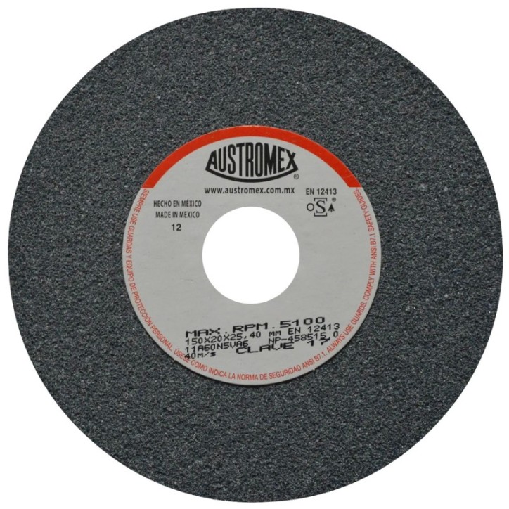 Rueda Abrasiva para esmerilar todo tipo de acero, hierro forjado de 6 x 3/4 x 1 pulg.