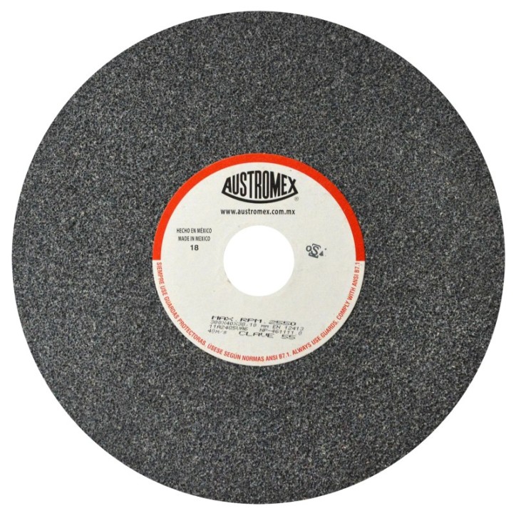 Rueda Abrasiva para esmerilar todo tipo de acero, hierro forjado de 12 x 1-1/2 x 1-1/2 pulg.