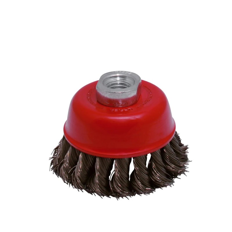Urrea C806 Carda copa trenzada alambre grueso 3" x 0.50 mm con rosca 5/8" Urrea