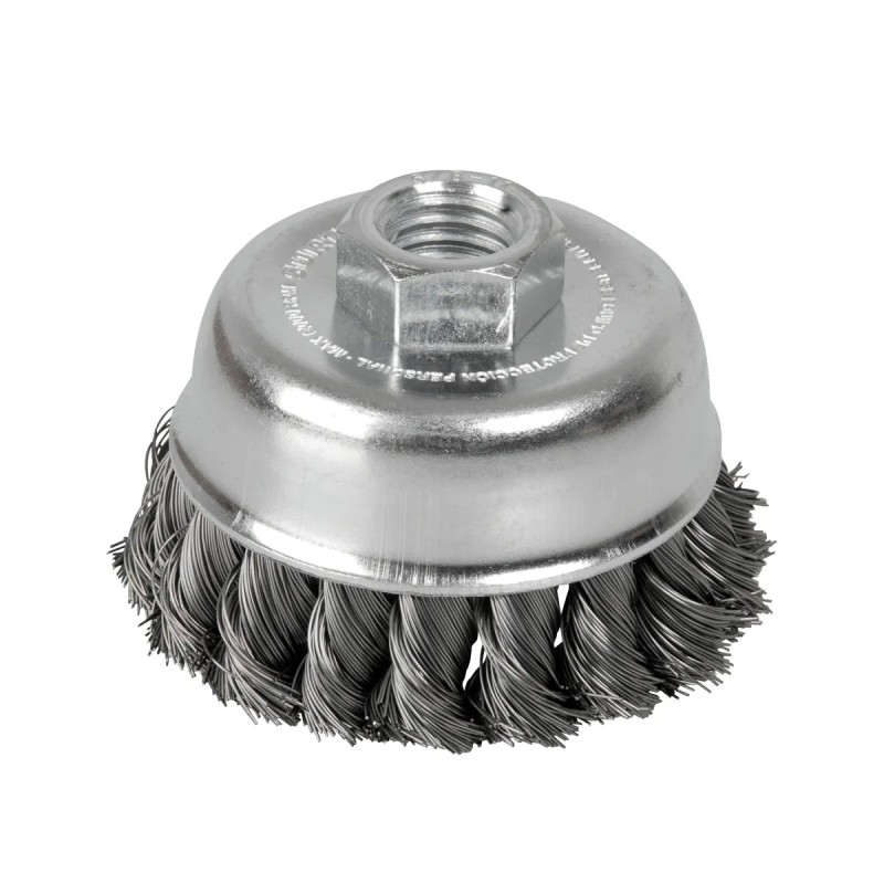 Surtek C515 Carda copa trenzada alambre delgado 4" x 0.35 mm con rosca M14 Surtek