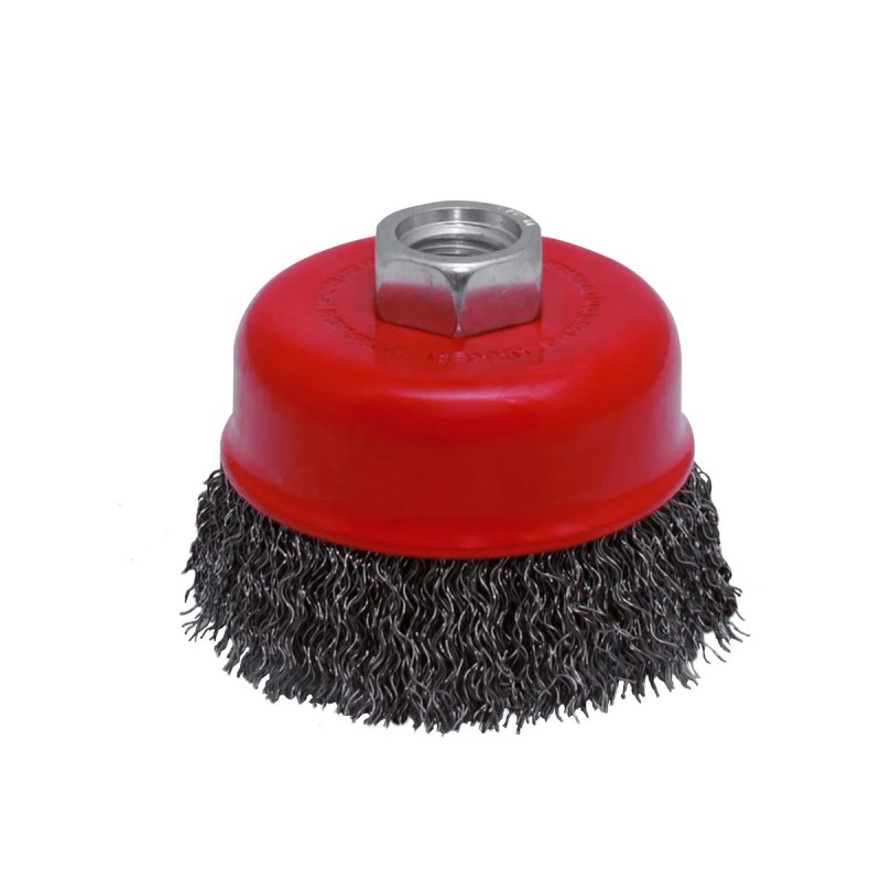 Urrea C822 Carda copa ondulada alambre grueso 5" x 0.50 mm con rosca 5/8" Urrea