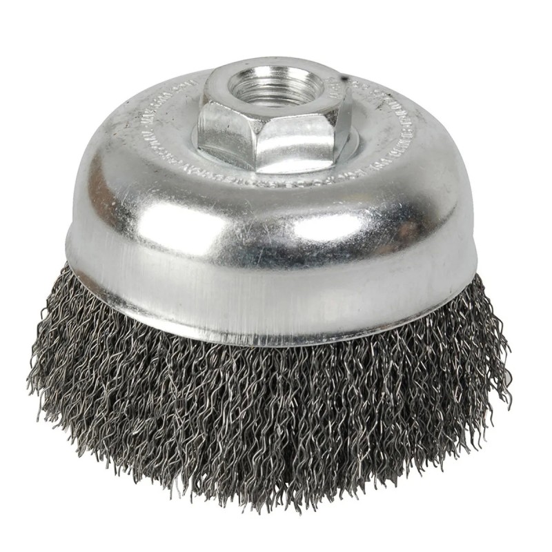 Foy C301 Carda copa ondulada alambre delgado 4" x 0.35 con rosca 5/8" Foy