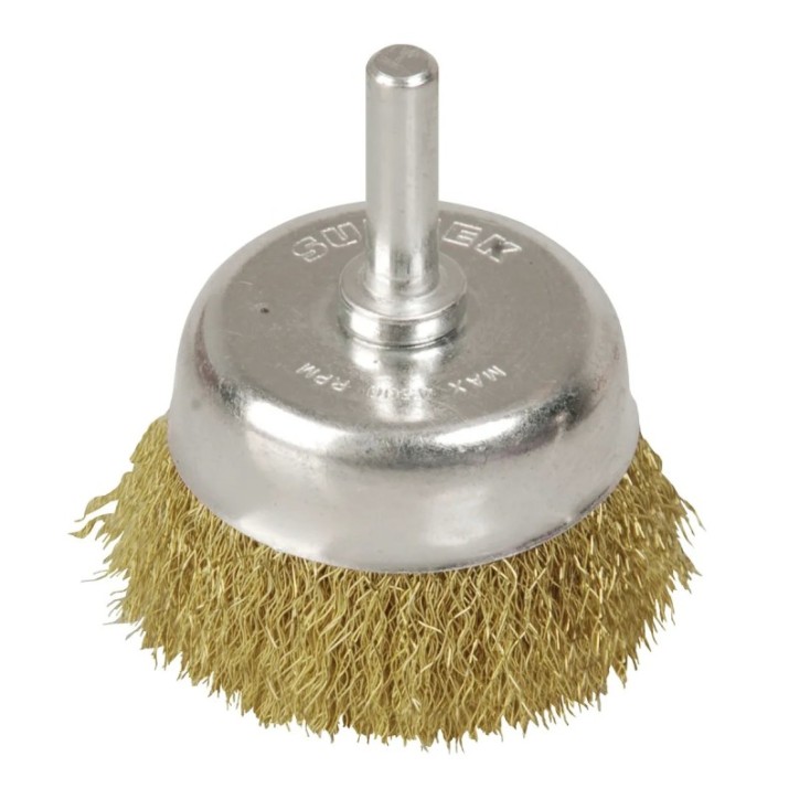 Carda copa ondulada alambre fino 1-3/4" x 0.17 mm con zanco 1/4" Surtek