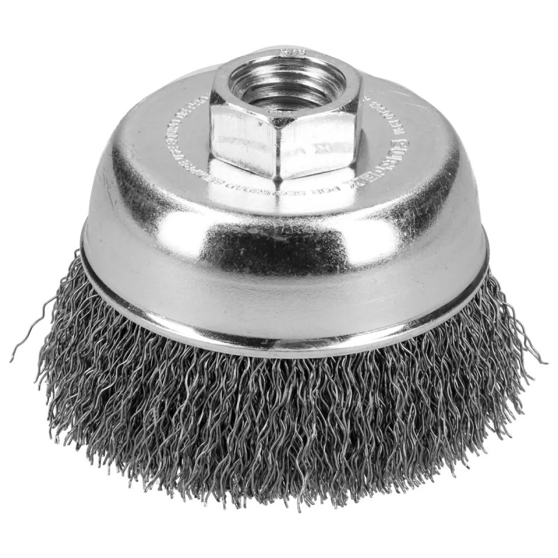 Surtek C604 Carda copa trenzada alambre delgado acero inoxidable 5" x 0.30 mm con rosca 5/8" Surtek