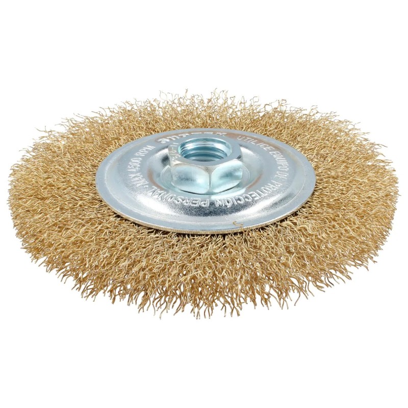 Surtek C587 Carda circular ondulada alambre delgado 4-1/2" x 0.30 mm con rosca 5/8" Surtek