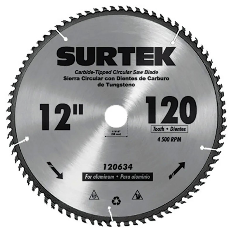 Surtek 120634 Disco para sierra circular para corte aluminio 120 dientes 12" Surtek
