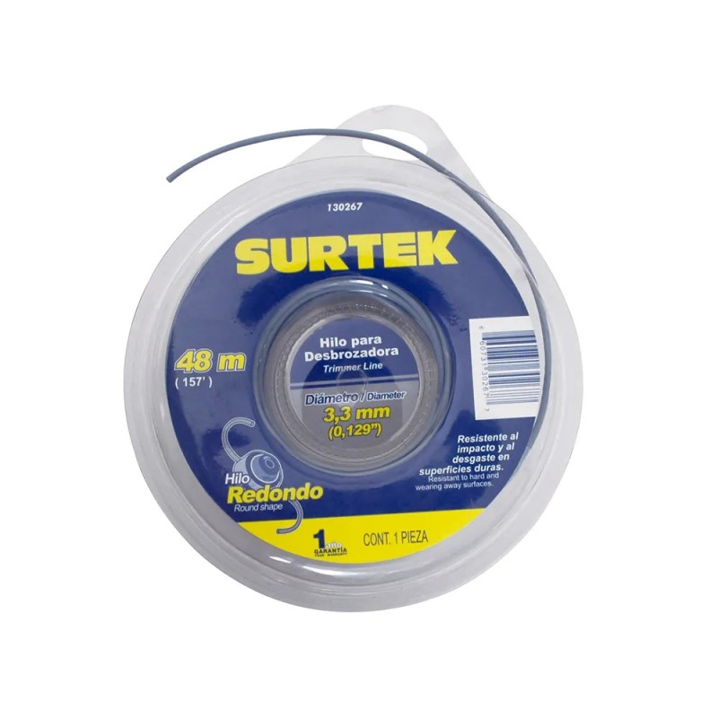 Surtek 130267 Nailon para desbrozadora doble blíster 3.3 mm x 48 m Surtek