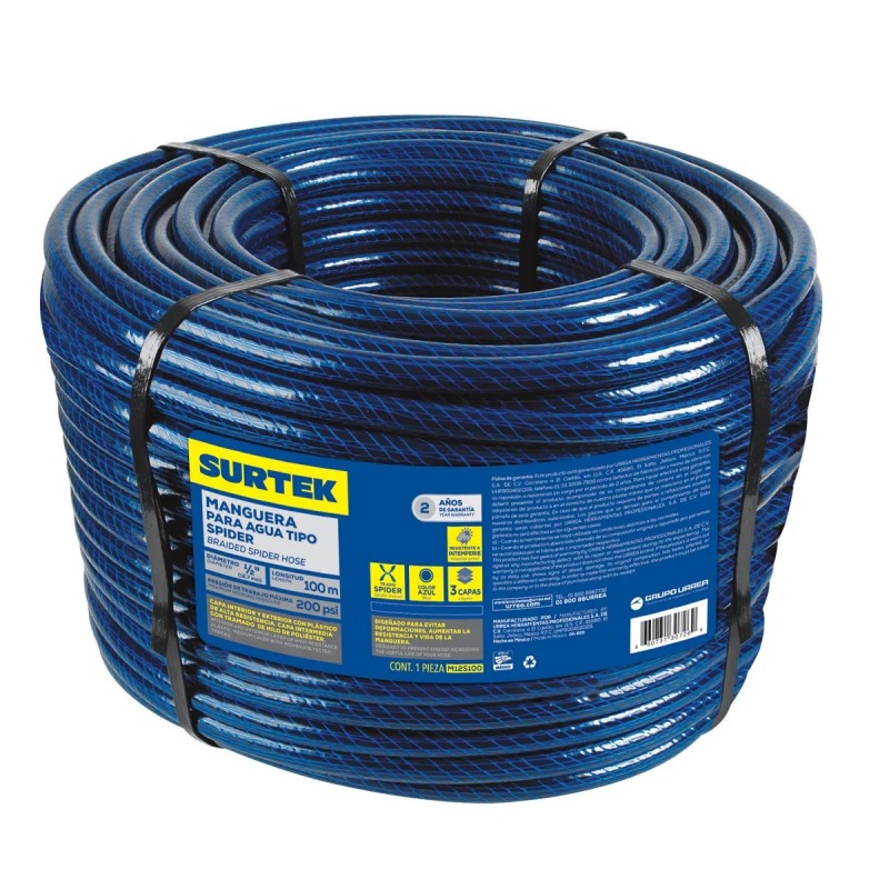 Surtek M12S100 Manguera para jardín tejido spider en rollo 1/2" 100 m Surtek