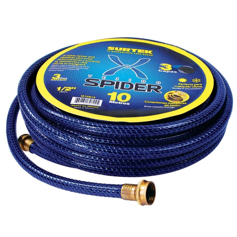 Surtek M34S25 Manguera para jardín tejido spider con conector metálico 3/4" 25 m Surtek