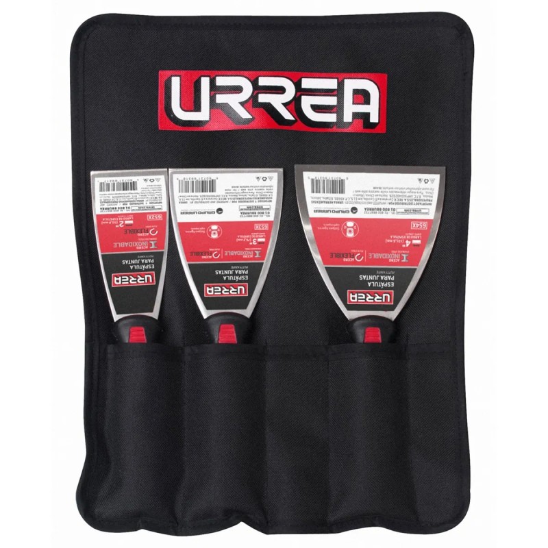 Urrea 6500X Juego de espátulas flexibles de acero inoxidable con mango bimaterial 3 piezas Urrea