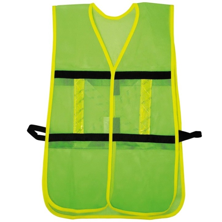 Chaleco de seguridad de malla de poliéster con ajuste de doble gancho verde unitalla Surtek