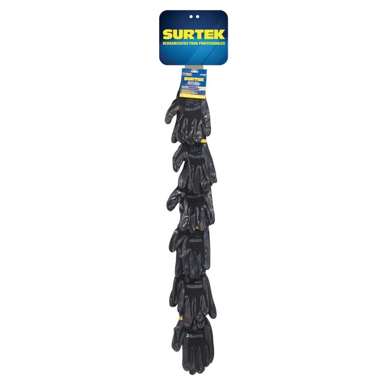 Surtek 126445 Tira de impulso con guantes de nailon con recubrimiento de nitrilo 26 piezas Surtek
