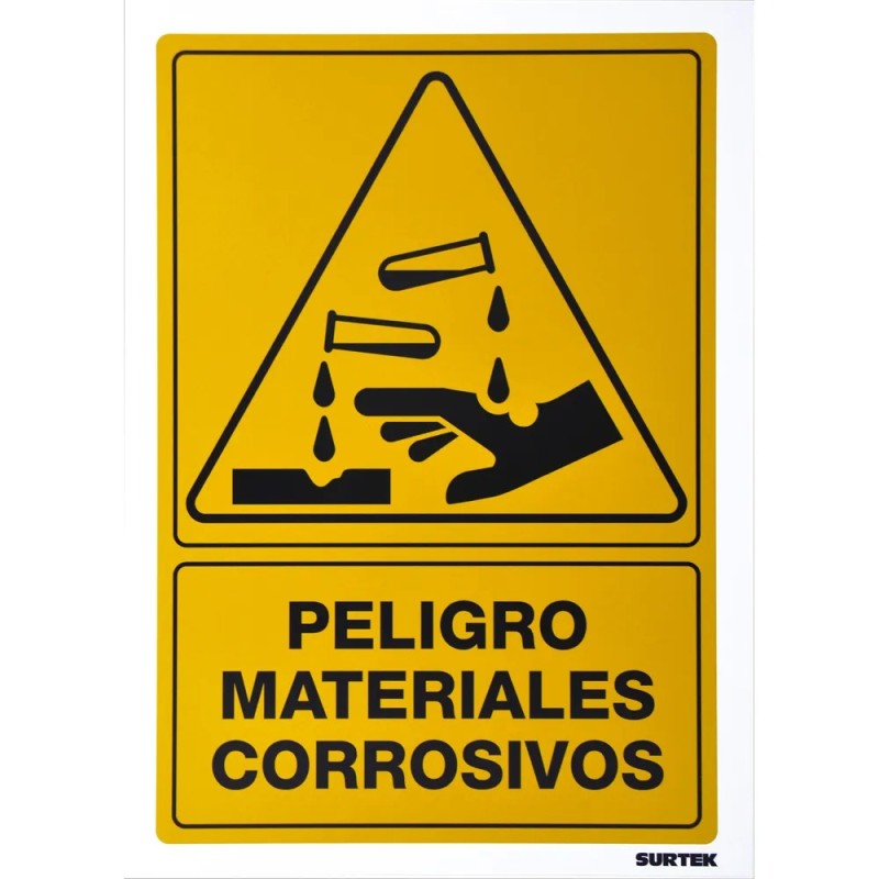 Surtek SES29 Señal "Peligro materiales corrosivos" Surtek