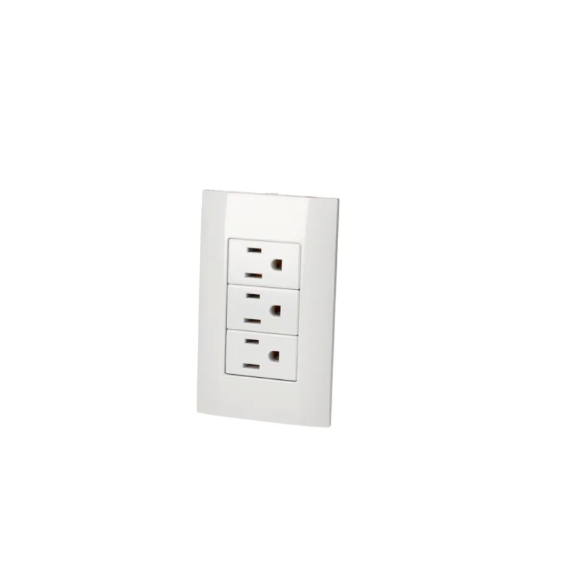 Surtek P428B Placa 3 contactos 1/3 línea Americana color blanco Surtek