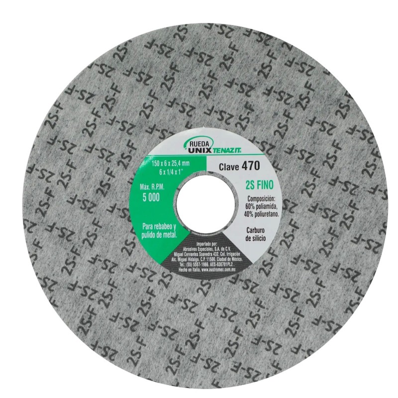 Austromex 470 Disco unix de carburo de silicio grano fino de 6 x 1/4 x 1 pulg.