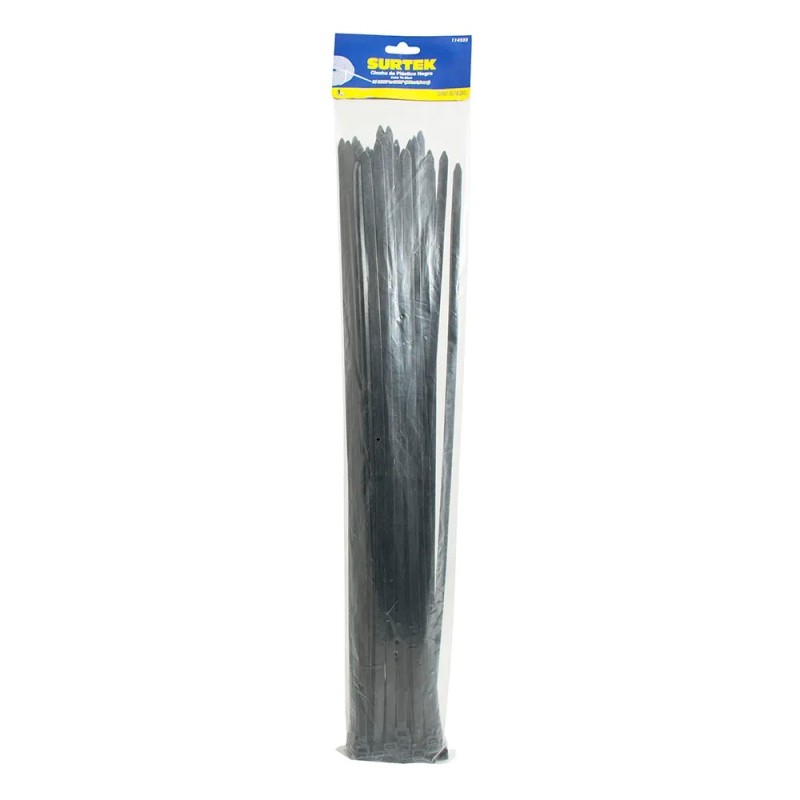 Surtek 114226 Cinchos plásticos 400 x 7.6 mm tensión 55 Kg de 50 piezas color negro Surtek