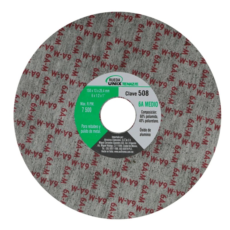 Austromex 508 Disco unix de óxido de aluminio grano medio de 6 x 1/2 x 1 pulg.