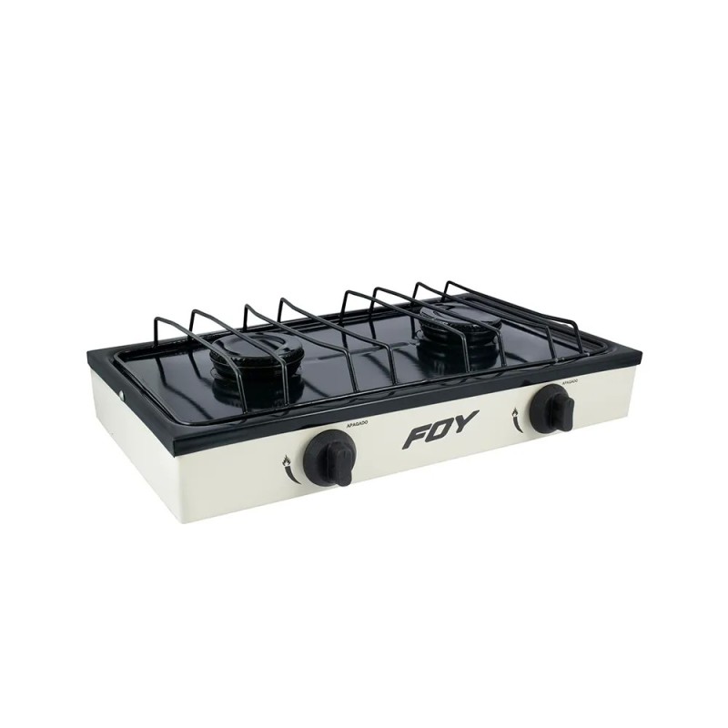 Foy 144713 Estufa de gas 2 quemadores de acero inoxidable color blanco Foy