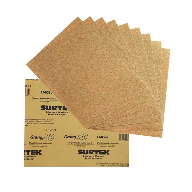 Surtek LMC80 Lija panel cabinet para madera grano 80 Surtek