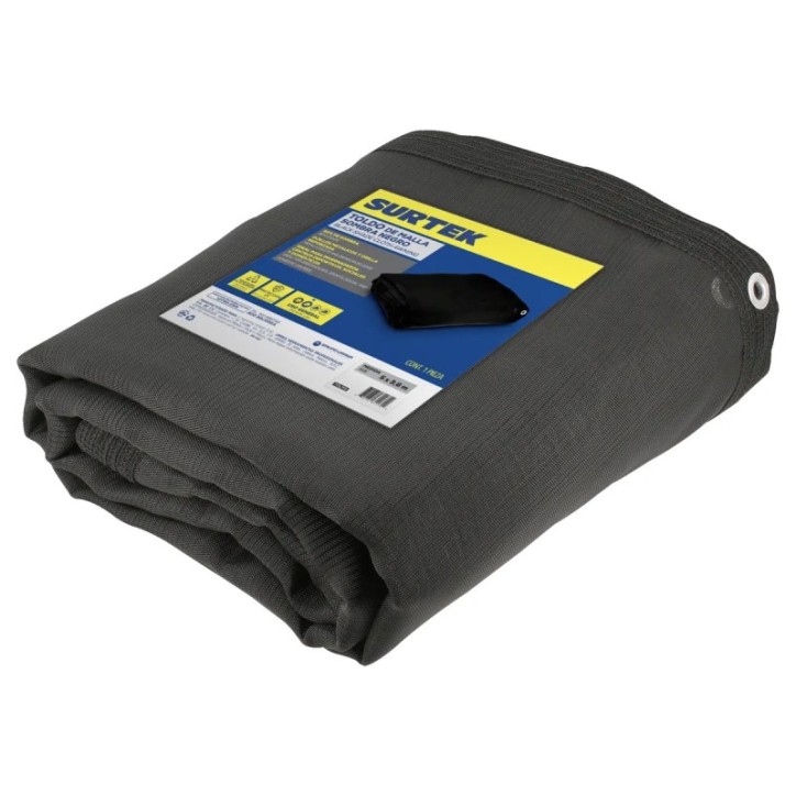 Toldo de malla sombra color negro 5 m x 3.60 m Surtek