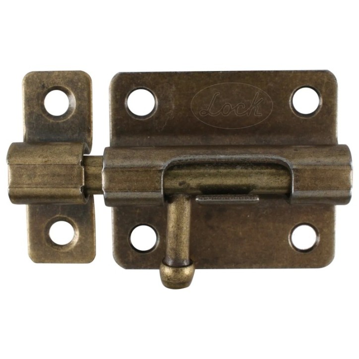 Pasador de sobreponer tipo barril acabado latón antiguo, 8 cm Lock