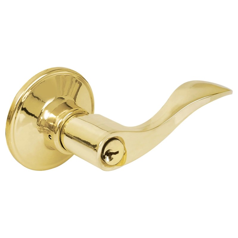 Lock 19MA Manija tubular curva función baño latón brillante llave estándar blíster Lock
