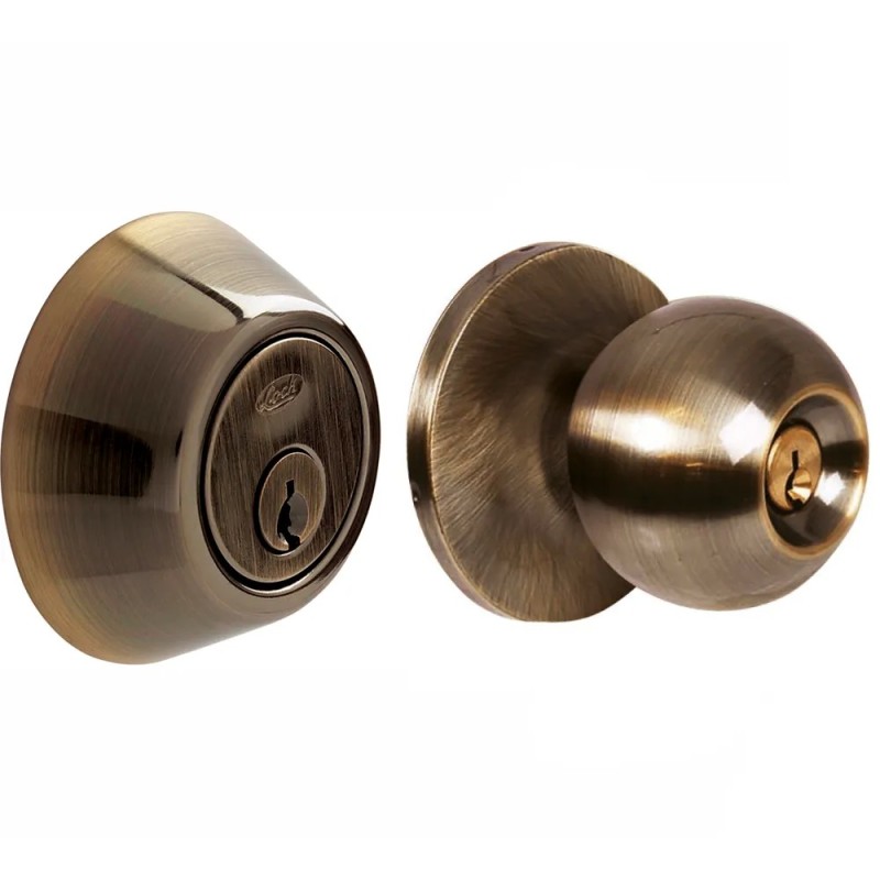 Lock 13CB Combo de pomo tubulares de bola función sencilla latón antiguo llave estándar blíster Lock