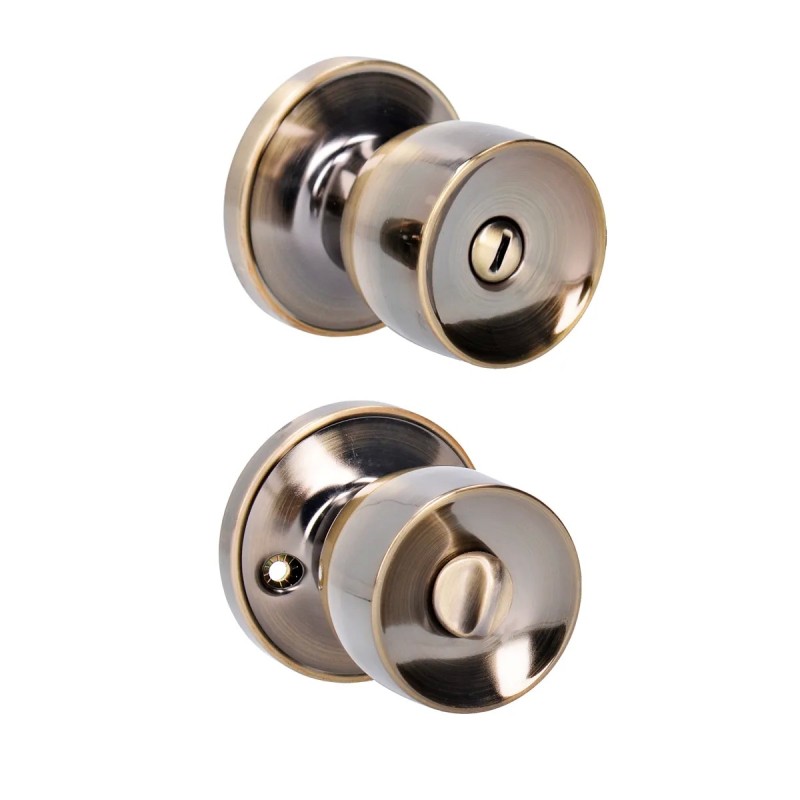 Lock 22PO Pomo tubular copa recta función baño latón antiguo llave estándar blíster Lock