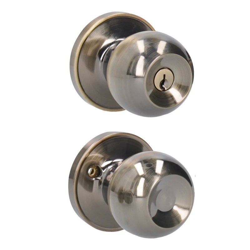 Lock 15PO Pomo tubular bola función entrada latón antiguo llave estándar blíster Lock