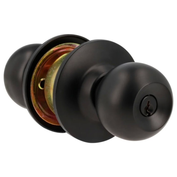 Pomo cilíndrico bola función entrada, acero negro, llave estándar Lock