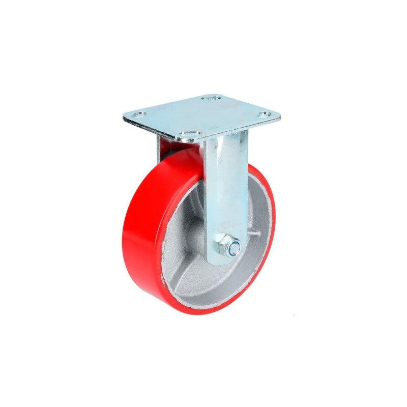 Surtek RP15F Rodaja de fierro con poliuretano rojo fija 6" Surtek
