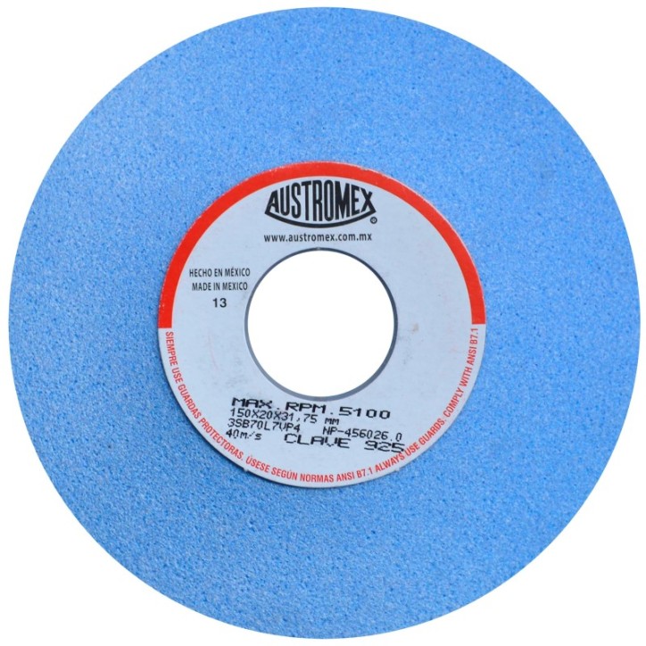 Rueda Abrasiva para afilado y rectificado de acero de 6 x 3/4 x 1-1/4 pulg.