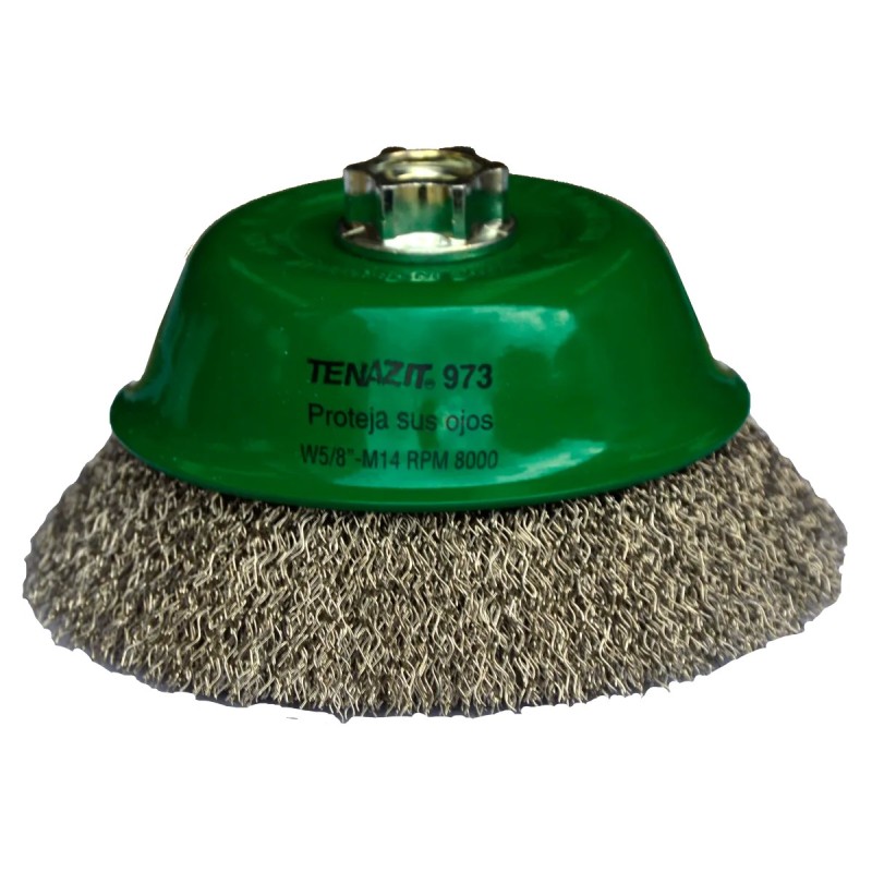 Austromex 973 Cepillo tipo copa ondulado de 5 x 0.012 x MR pulg. para limpieza de superficies de acero inoxidable
