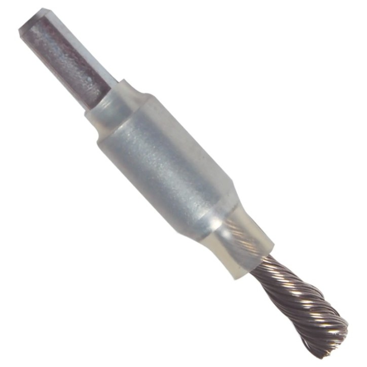 Cepillo trenzado con vastago de 3/8 x 0.014 x 1/4 pulg. para limpieza de superficies de acero inoxidable