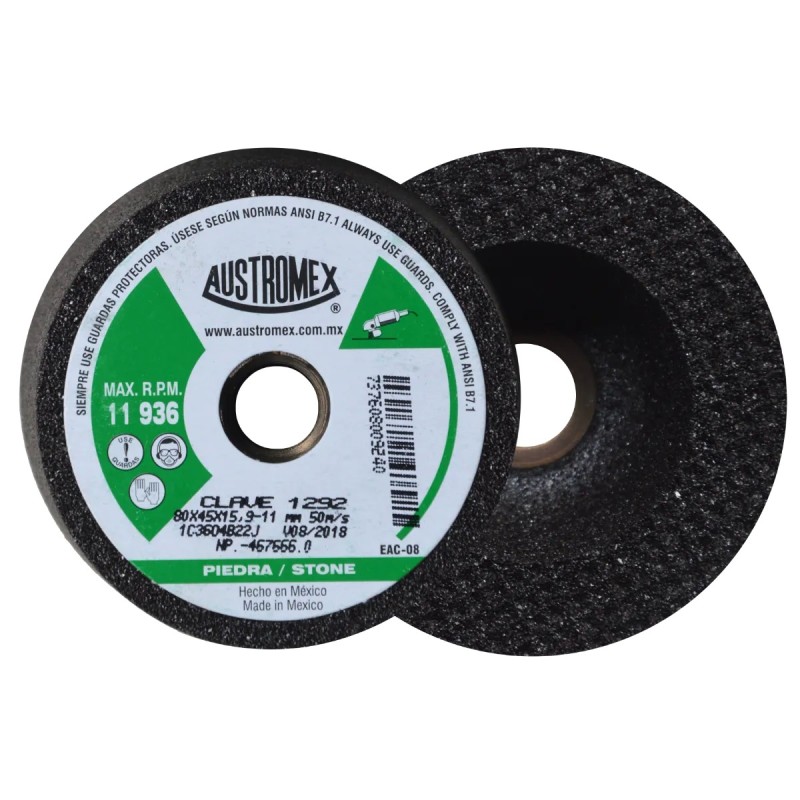 Austromex 1292 Copa abrasiva de 3-5/32 x 1-3/4 x 5/8-11H pulg. para dejar un acabado medio