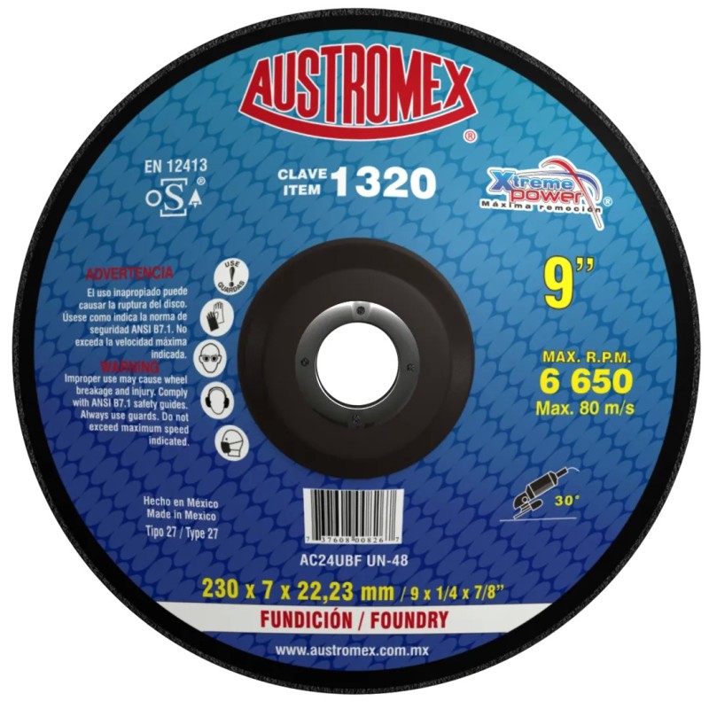 Austromex 1320 Disco abrasivo para desbaste de fundición gris