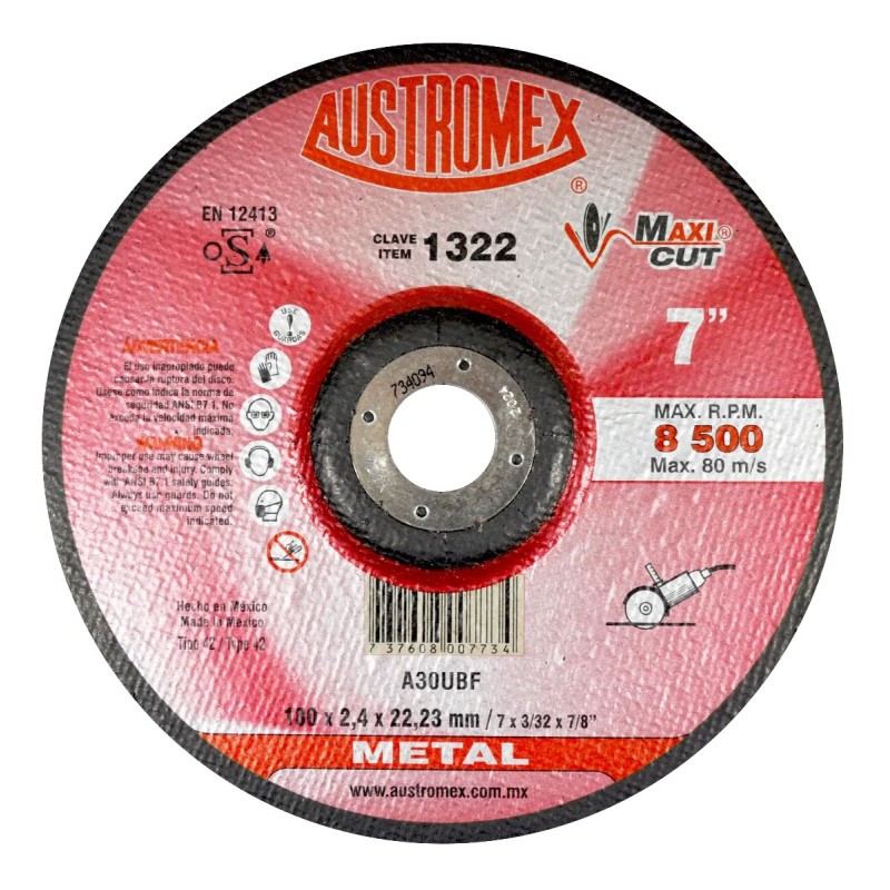 Austromex 1322 Disco abrasivo para corte de acero