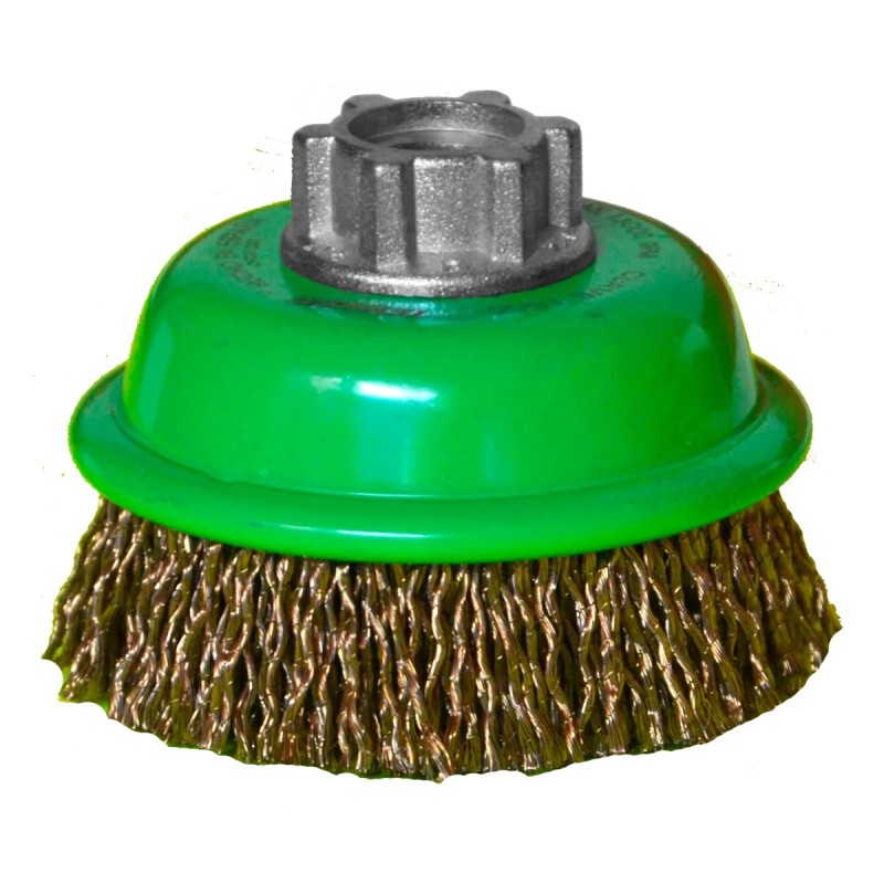 Austromex 1566 Cepillo tipo copa ondulado de 3 x 0.09-12 x MR pulg para limpieza de superficies metálicas