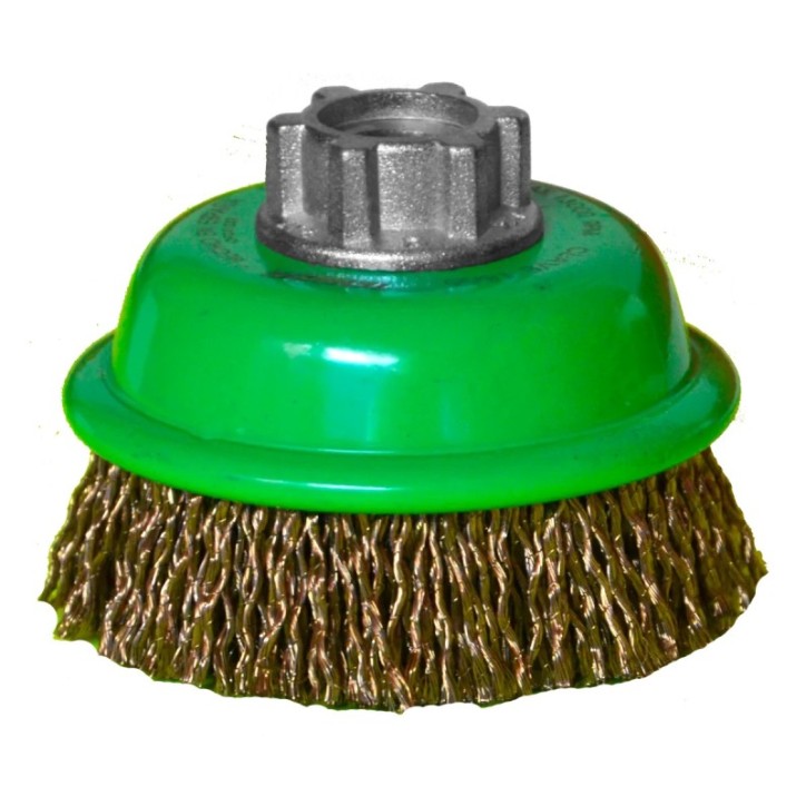 Cepillo tipo copa ondulado de 3 x 0.09-12 x MR pulg para limpieza de superficies metálicas