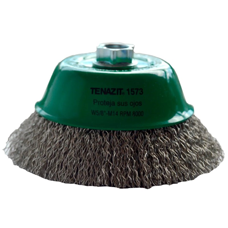 Austromex 1573 Cepillo tipo copa ondulado de 5 x 0.020 x MR pulg. para limpieza de superficies de acero inoxidable