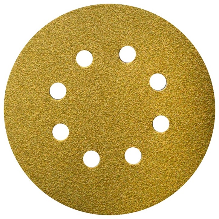 Disco de lija autoadherible de óxido de aluminio, grano 120 / 8p de 5 pulg.