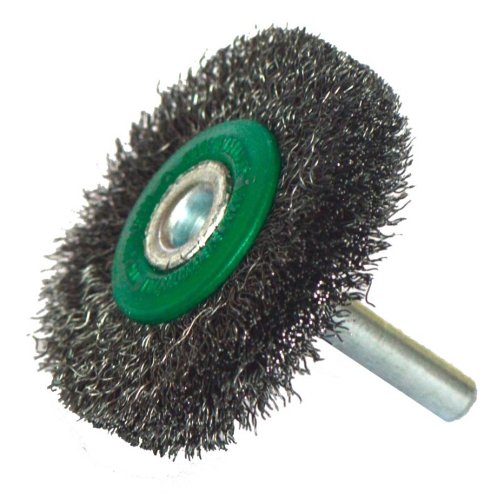 Cepillo con vástago de 2 x 3/8 x 1/4" para limpieza de superficies metálicas y remoción