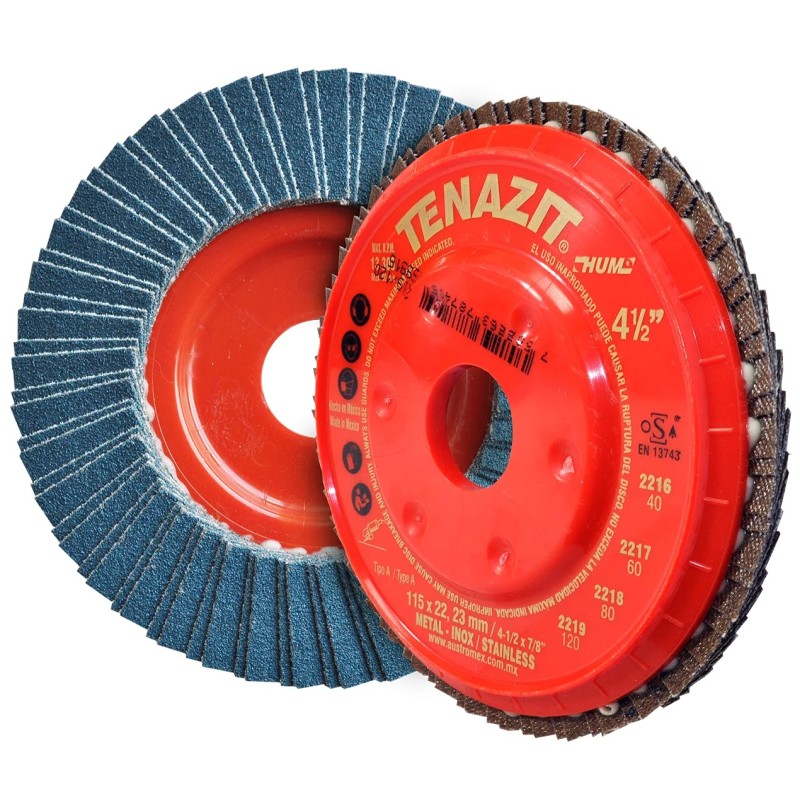 Austromex 2219 Disco laminado de zirconio - grano 120 de 4-1/2 x 7/8" p/desbaste de acero inoxidable