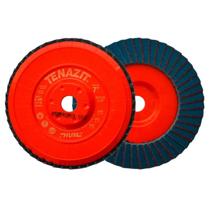 Disco laminado, especificación TZHUM - 80, grano zirconio, de 7 x 7/8 pulg