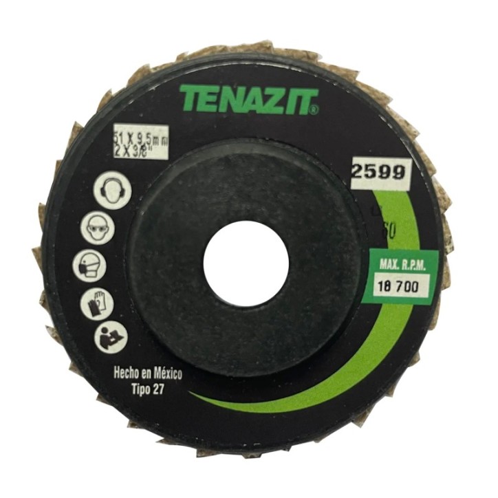 Disco minilam, especificación TZT - 60P, grano zirconio, de 2 x 3/8 pulg.