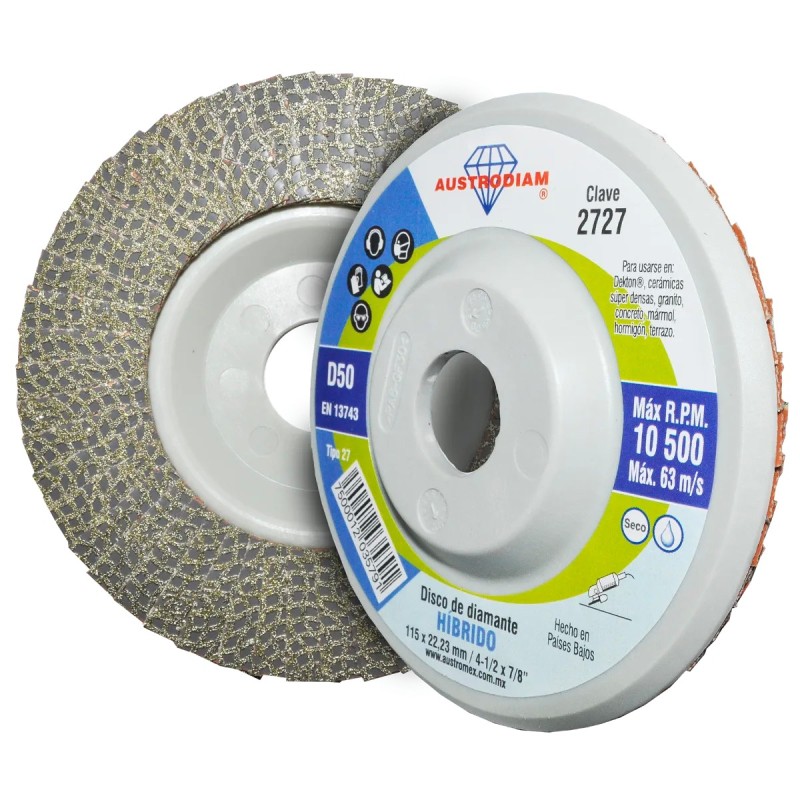 Austromex 2727 Disco laminado de diamante premium de 4-1/2" p/lijado y desbaste de Dekton