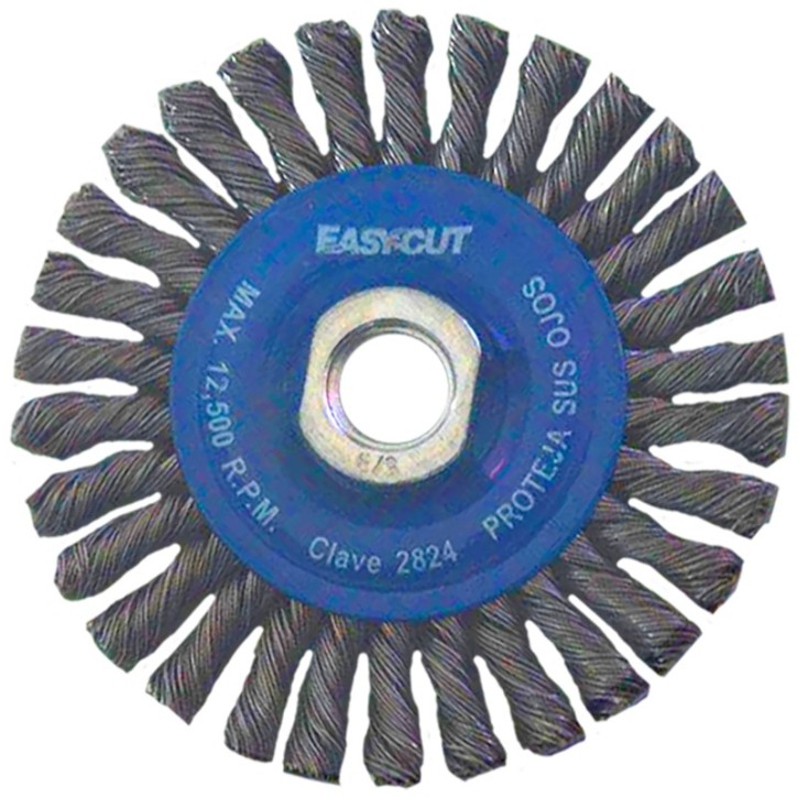 Cepillo circular trenzado de 4 x 0.020 x 5/8-11 pulg. para limpieza de superficies metálicas